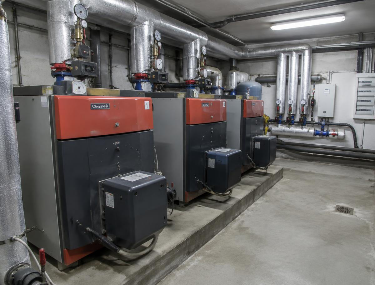 Chaufferie collective avec chaudières gaz anciennes